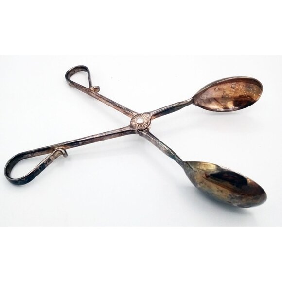 Salad Serving Tongs Silver Plated Metal Vintage 10 In Unbranded Kitchen Utensils - Picture 10 of 16